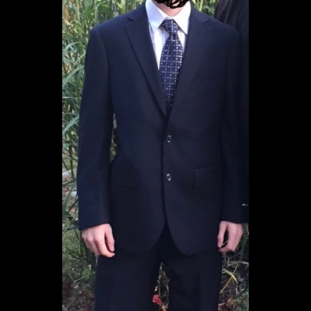Custom Navy Tailored Suit Waist Sz 28 Homecoming